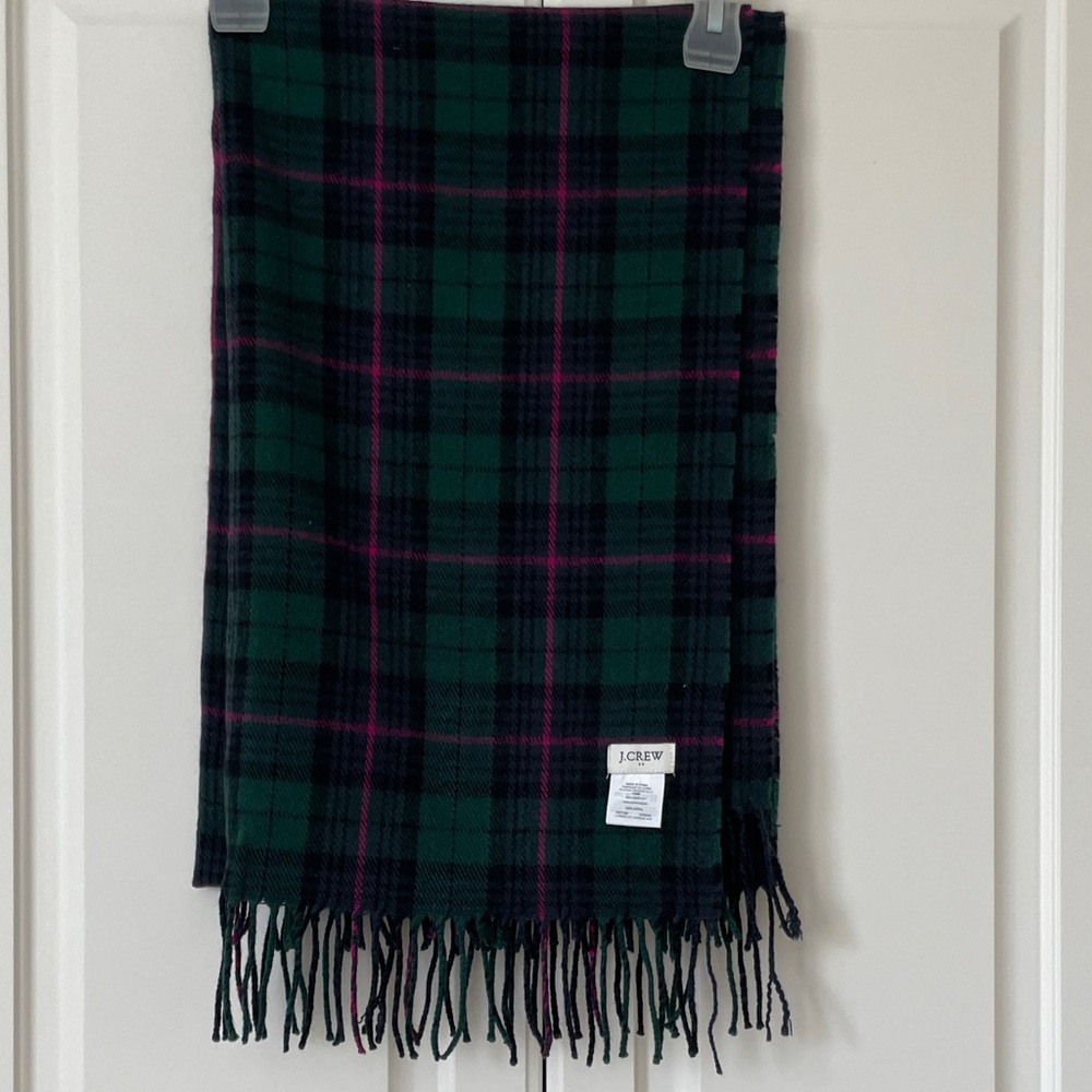 J. Crew Green and Pink Plaid Scarf